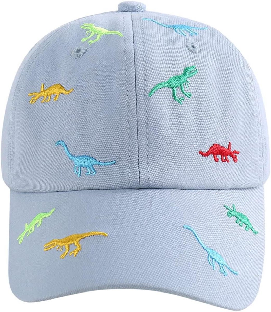 Kinderpet - Zonnehoed - Bescherming tegen zon - Leuk dinosaurus design - One size - Blauw