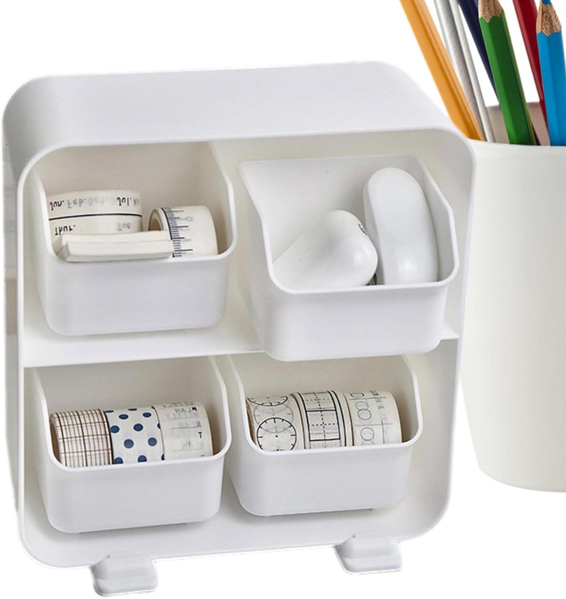 Bureau Organizer - Opbergdoos Laden - Bureau Opruimen - Stofdichte Laden - 19x9x9 cm - Wit