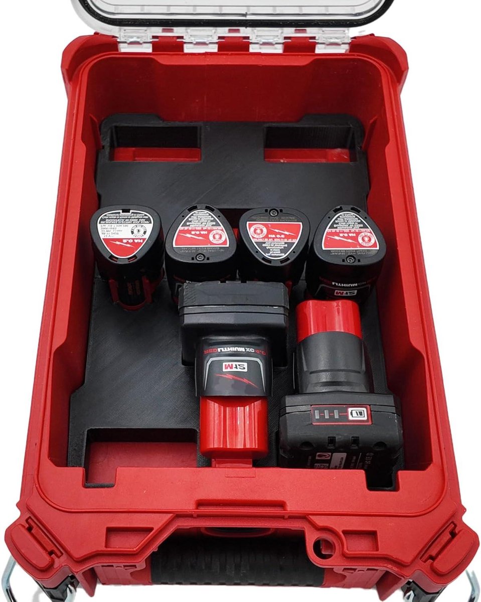 Batterij Organizer - Accu Houder - Gereedschap Opslag - Op Maat Gemaakt - 30.5 x 15.2 cm - Rood