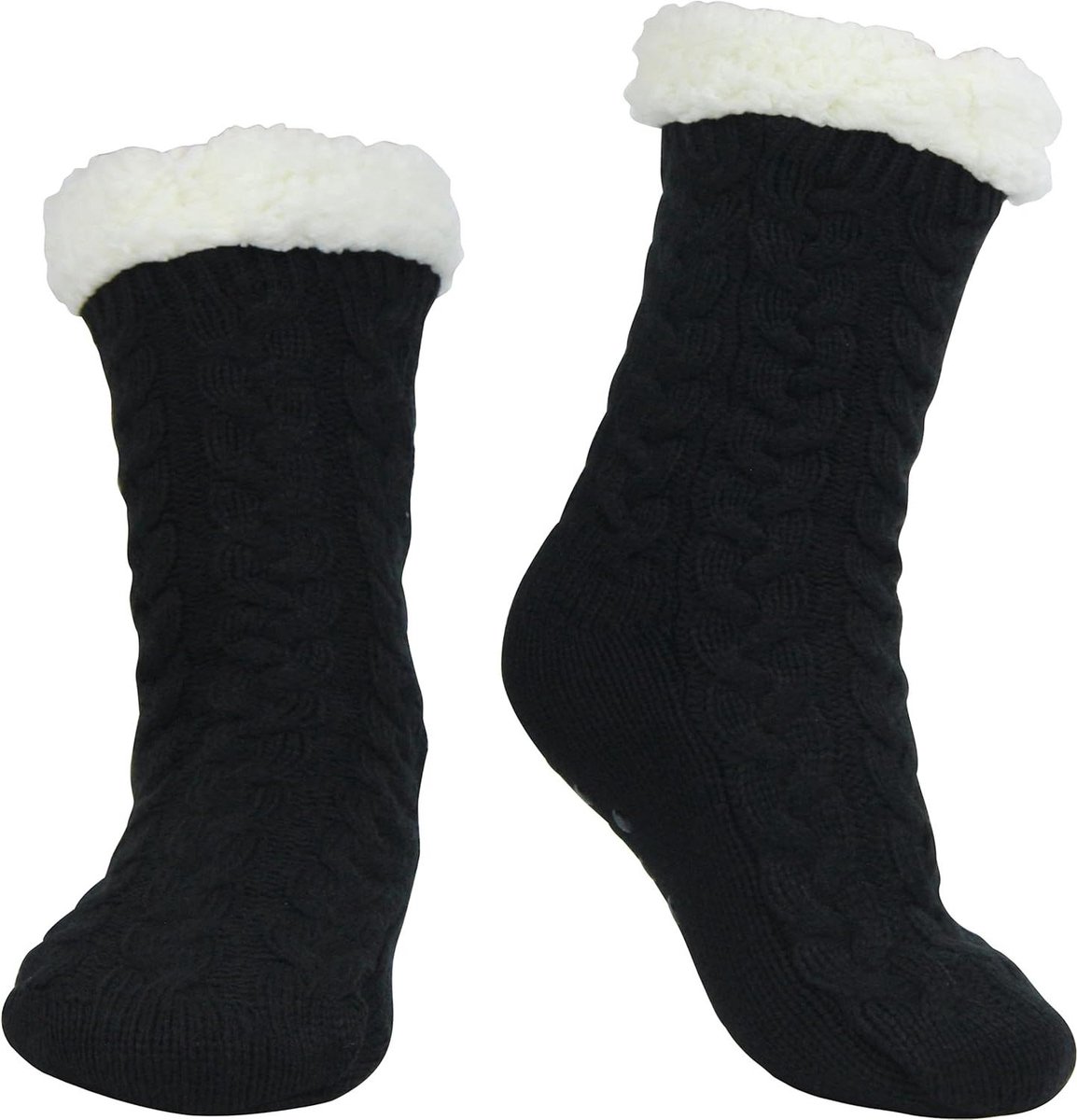 Dames Sokken - Fuzzy Sokken - Warm Blijven - Antislip Zolen - Eén Maat - Zwart