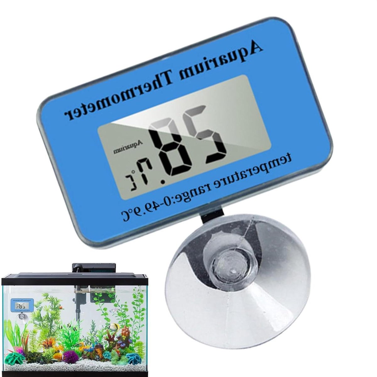 Aquarium Thermograaf - Digitale watertemperatuurmeter - Waterkwaliteit Bewaken - Volledig Onderdompelbaar - 0-49 °C - Blauw