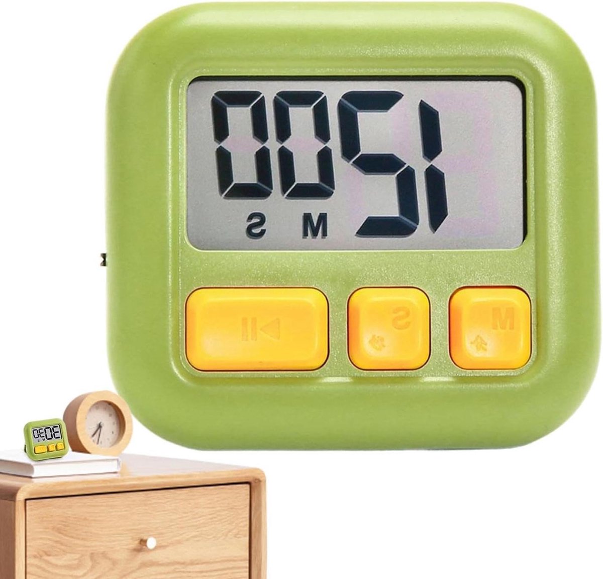 Digitale Timer - Kookwekker Wekker - Tijd Beheer - Magnetische Bevestiging - 7x6.5x2CM - Groen