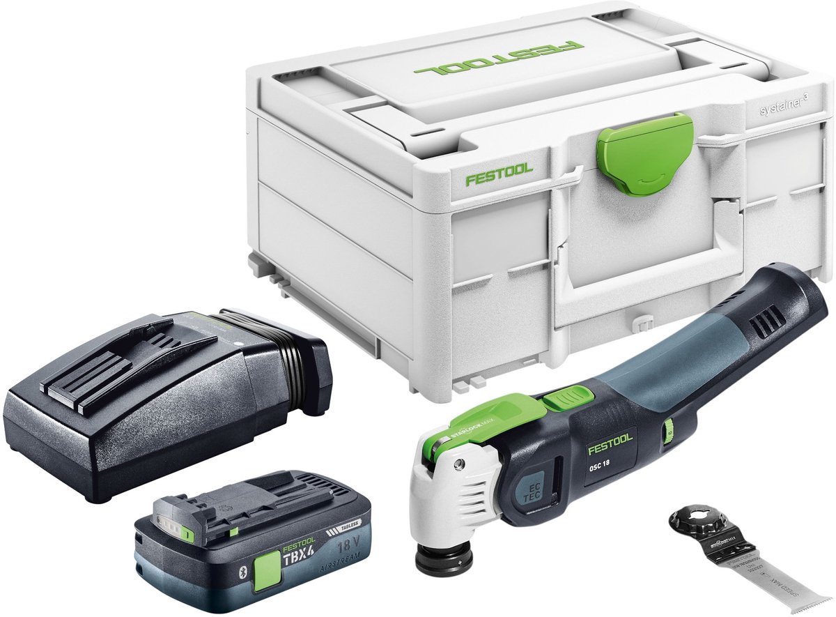 Festool OSC 18 E-Basic accu-oscillator 18 V Starlock Max Brushless + 1x accu 4,0 Ah + oplader + Systainer