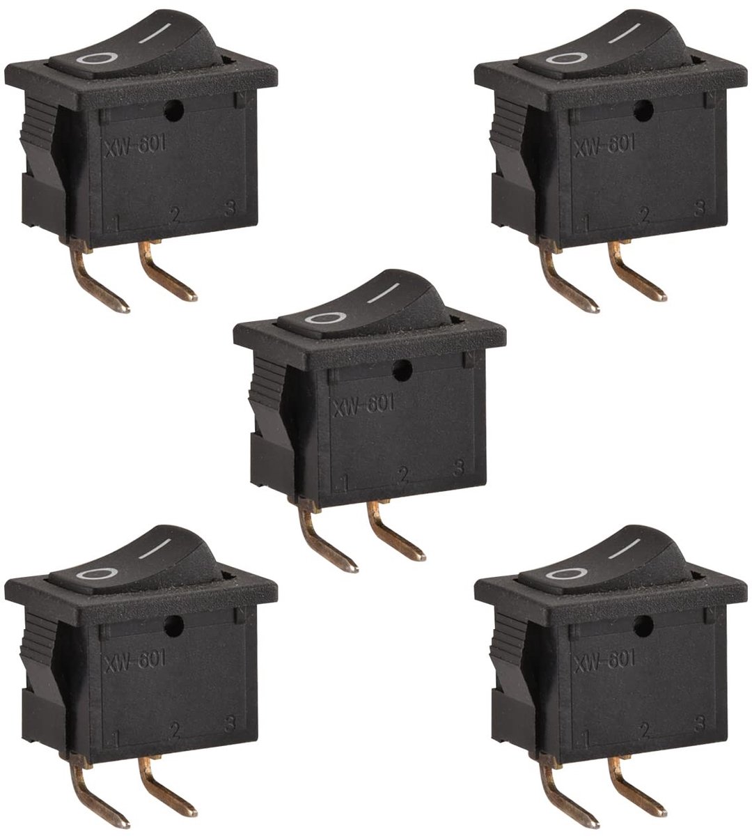 ONF3 - Tuimelschakelaar - AAN-UIT - Voor huishoudelijke apparaten - Zwart - 6A 250VAC/125VAC - Geschikt voor auto en boot - 5 stuks