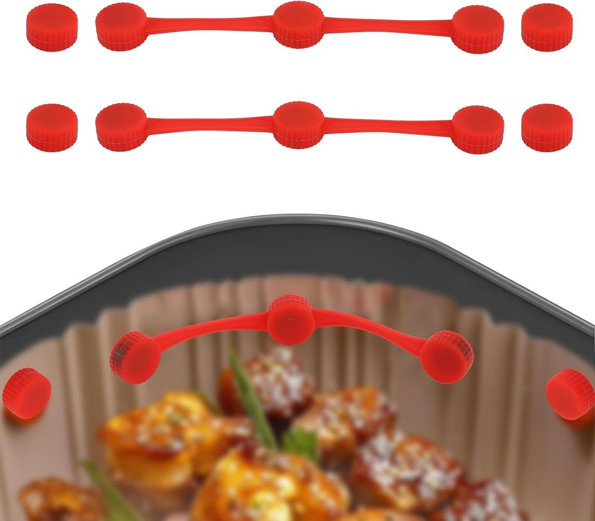 Airfryer Magnet Set - Silicone Strips en Ronde Buckles voor Bakpapier, Warmtebestendig en Universeel Gebruik
