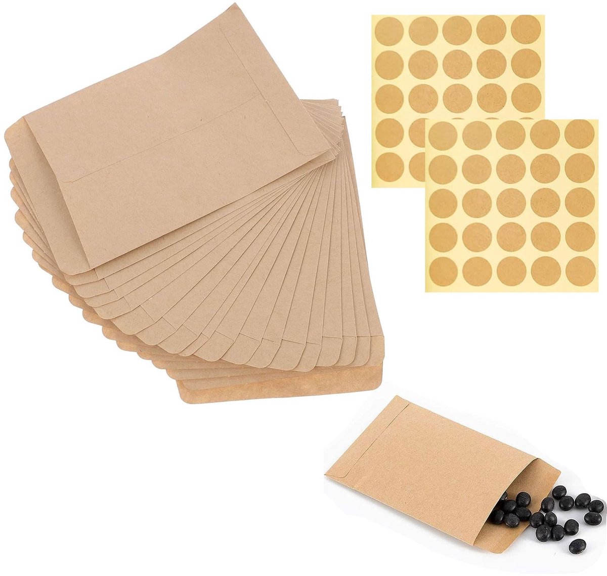 ONF3 - Zaadzakjes - Papieren zakken - Hoogwaardige kwaliteit - Bruin - Voor het bewaren van zaaigoed - Perfect voor cadeauzakjes en snoep - 100 ...