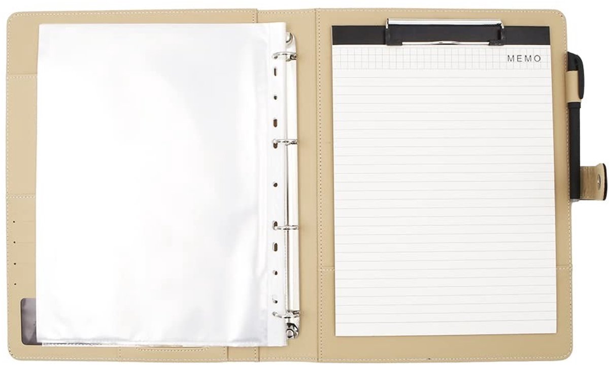 aladdien - A4 Padfolio Case - Document Organizer - Compact en praktisch - Leer - Notitieblokhouder - Geschikt voor kantoor en school - 36,79 x 30 cm