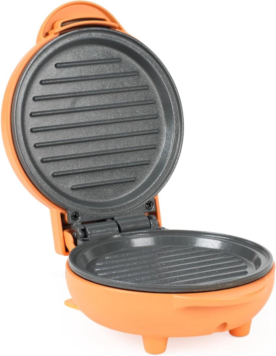 Mini Griddle - Elektrisch Pannetje - Snelle Snacks Maken - Vetvrij Koken - 11.5 cm Plaat - Oranje