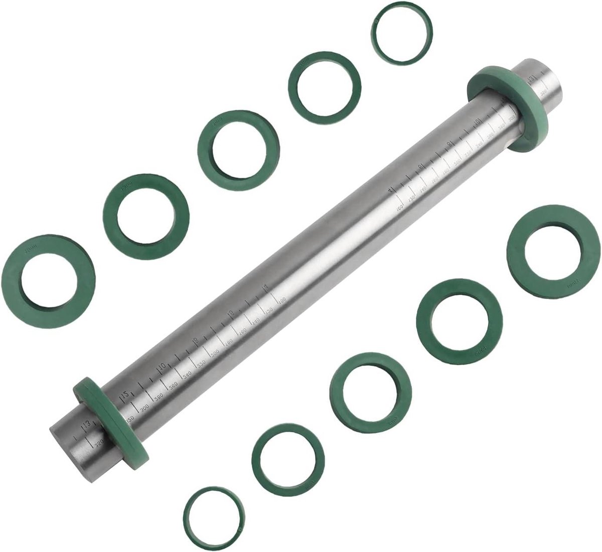 Deegroller Set - Bakgereedschap - Bakken en Koken - Verstelbare Dikte - 35 cm - Zilver Groen