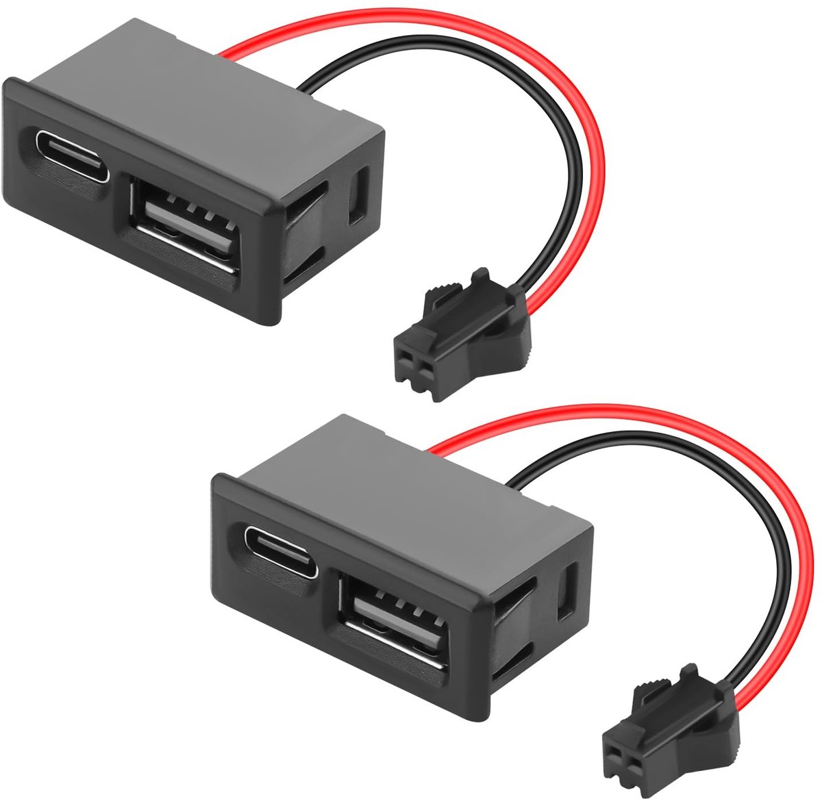 QIANRENON JST SM 2 Pin naar USB 2.0 & USB C Oplaadadapter - Set van 2, 5V 2A