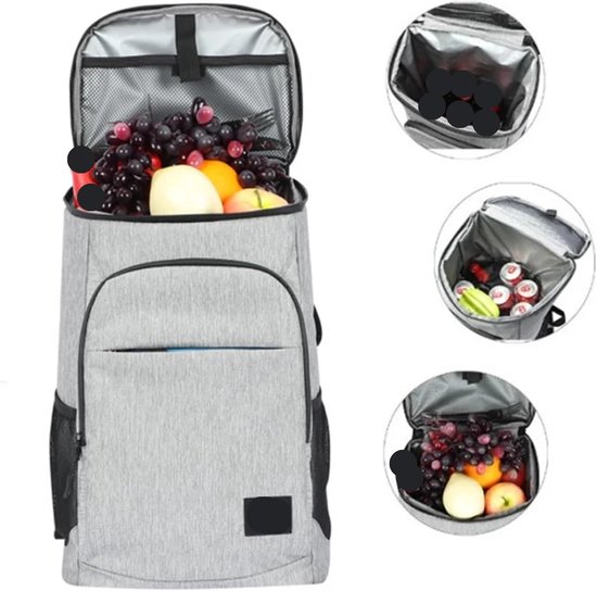 Koeltas 30L - Luchtdichte Cooler - Picknick en Reizen - Waterdicht Oxford Materiaal - 30 Blikken Capaciteit - Lichtgrijs — afbeelding 4
