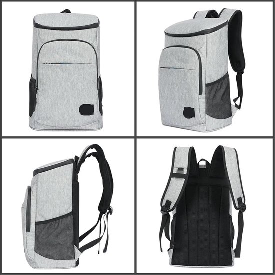 Koeltas 30L - Luchtdichte Cooler - Picknick en Reizen - Waterdicht Oxford Materiaal - 30 Blikken Capaciteit - Lichtgrijs — afbeelding 3