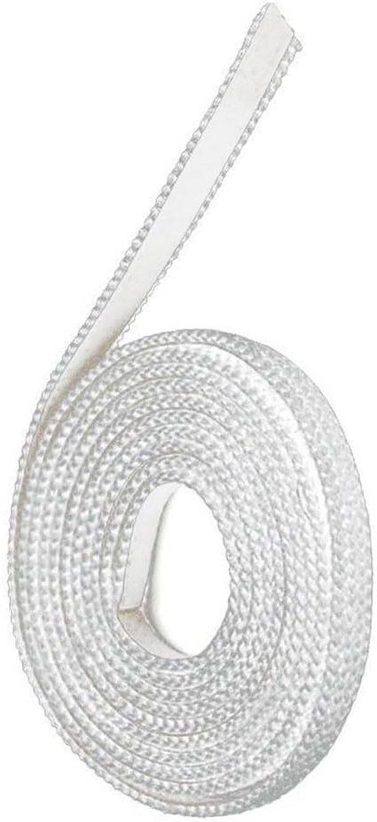 Platte Kachel Touw Glasvezel Pakking Oven Deur Afdichten Hoge Temperatuur Bestendig 10mm x 3mm Wit