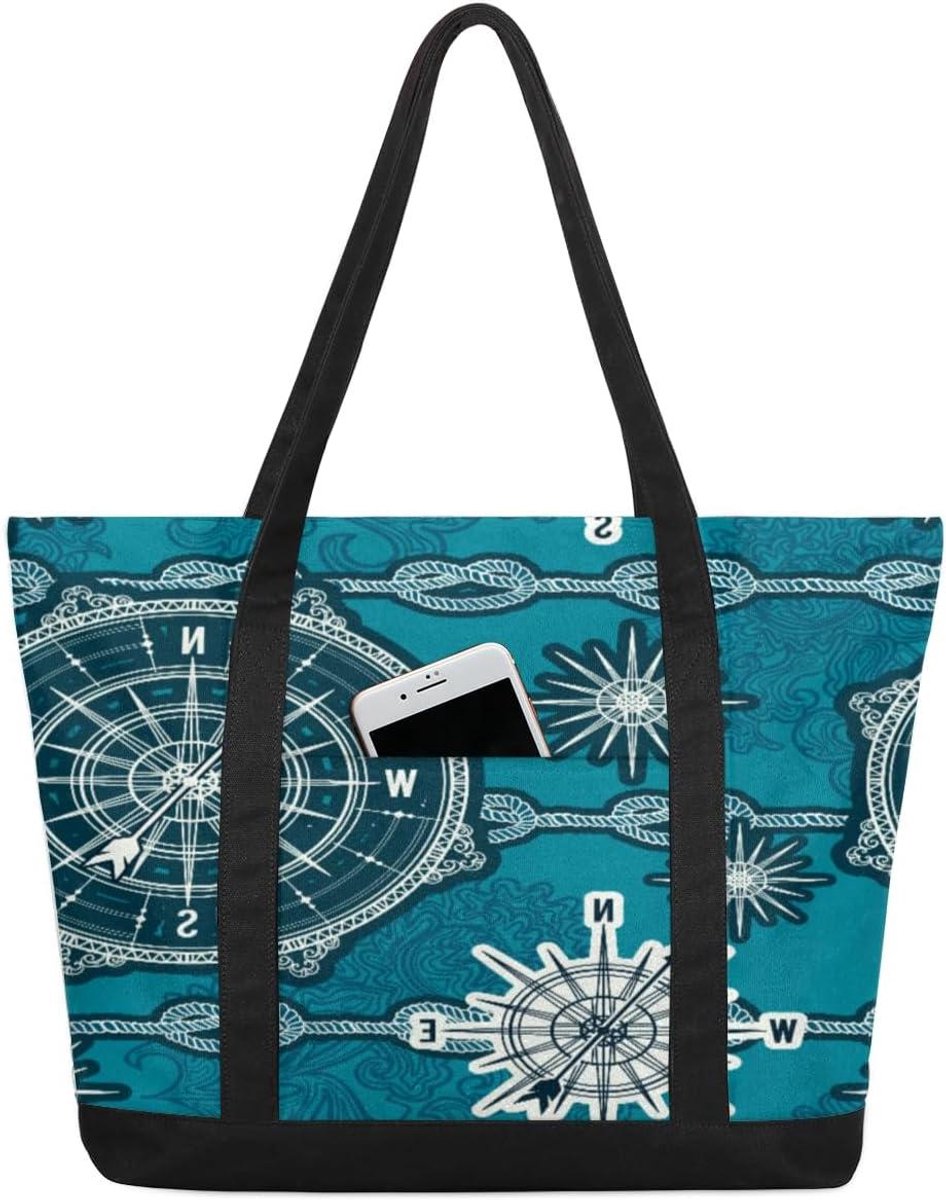 Nautische Kompas Tas - Canvas Schoudertas - Dagelijks Gebruik - Grote Capaciteit - 22L - Beige