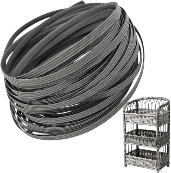 Rieten Reparatieset - Vlechtmateriaal - Meubels Herstellen - Waterdichte Strips - 120 Meter - Grijs — afbeelding 5