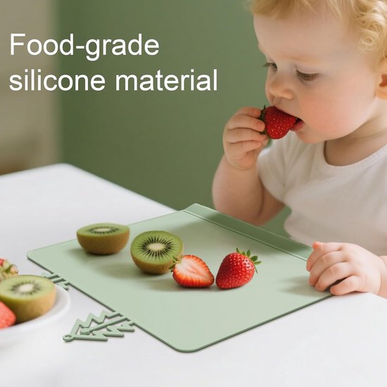 Baby Placemat - Antislip Mat - Veilig Eten - Botsveilige Rand - 31x26 cm - Groente — afbeelding 4