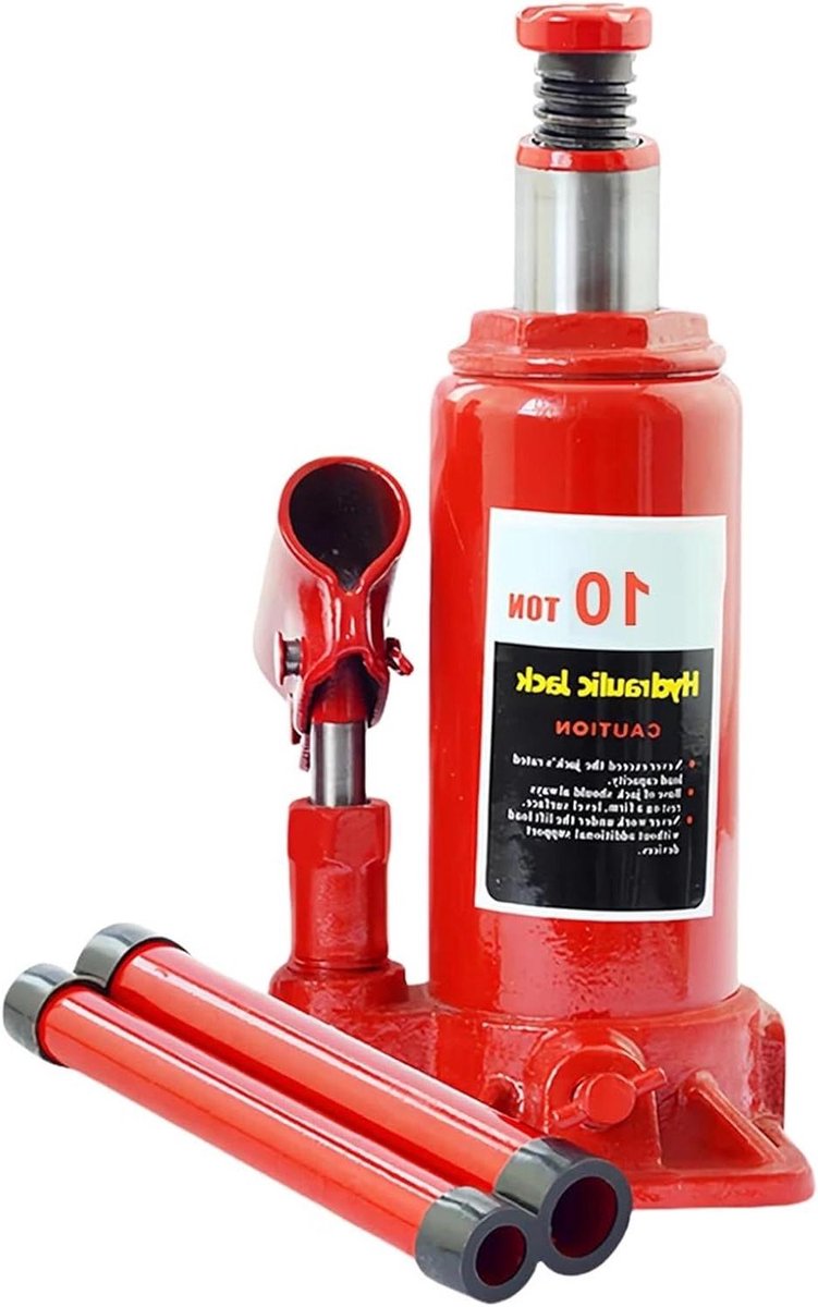 Autokrik Hydraulisch - Fleskrik Wagenkrik - Auto Onderhoud - Overbelastingsbeveiliging - 10 Ton Capaciteit - Rood