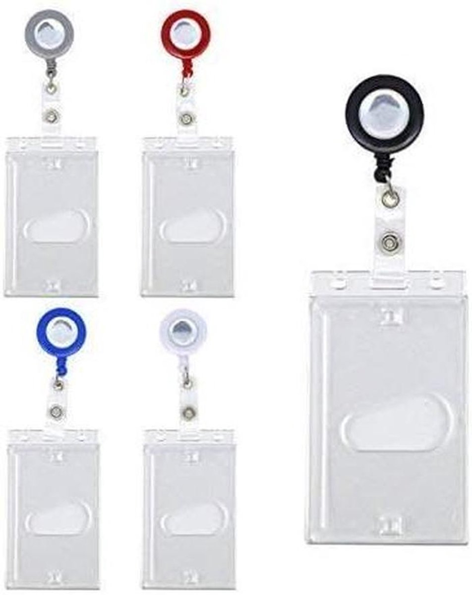 Kaarthouder Set - ID Houder - Veilig Identificeren - Uitschuifbare Snoer - 10 Stuks - Blauw
