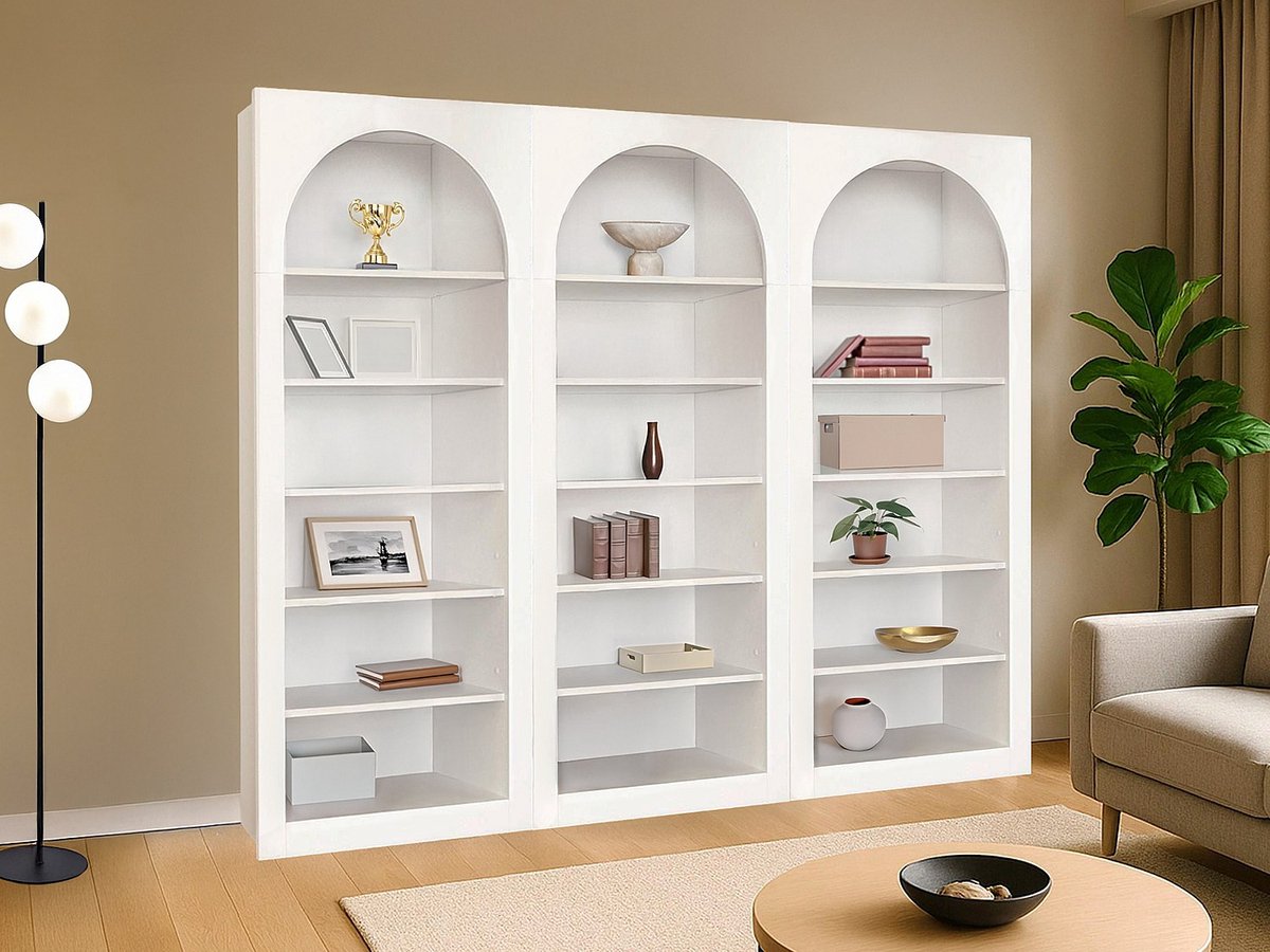 Vente-unique Set van 3 boekenkasten met 6 nissen - Wit - CYMORA
