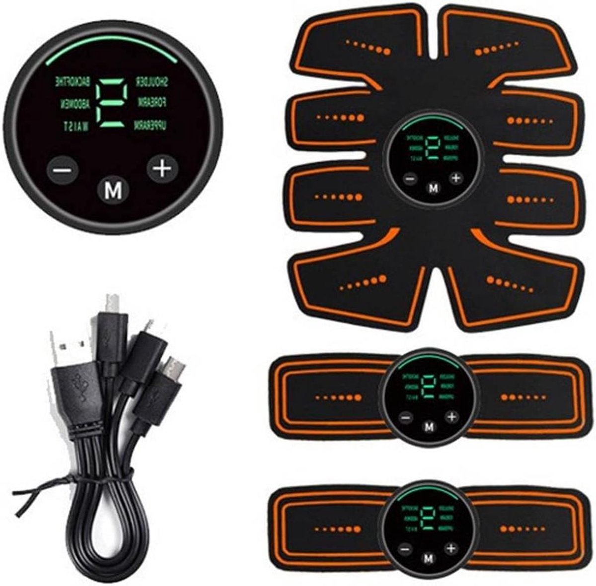 Spierstimulator Riem - Heup Trainer - Lichaam Vormgeven - 6 Modi 9 Intensiteiten - 3 Apparaten Set - Zwart Grijs