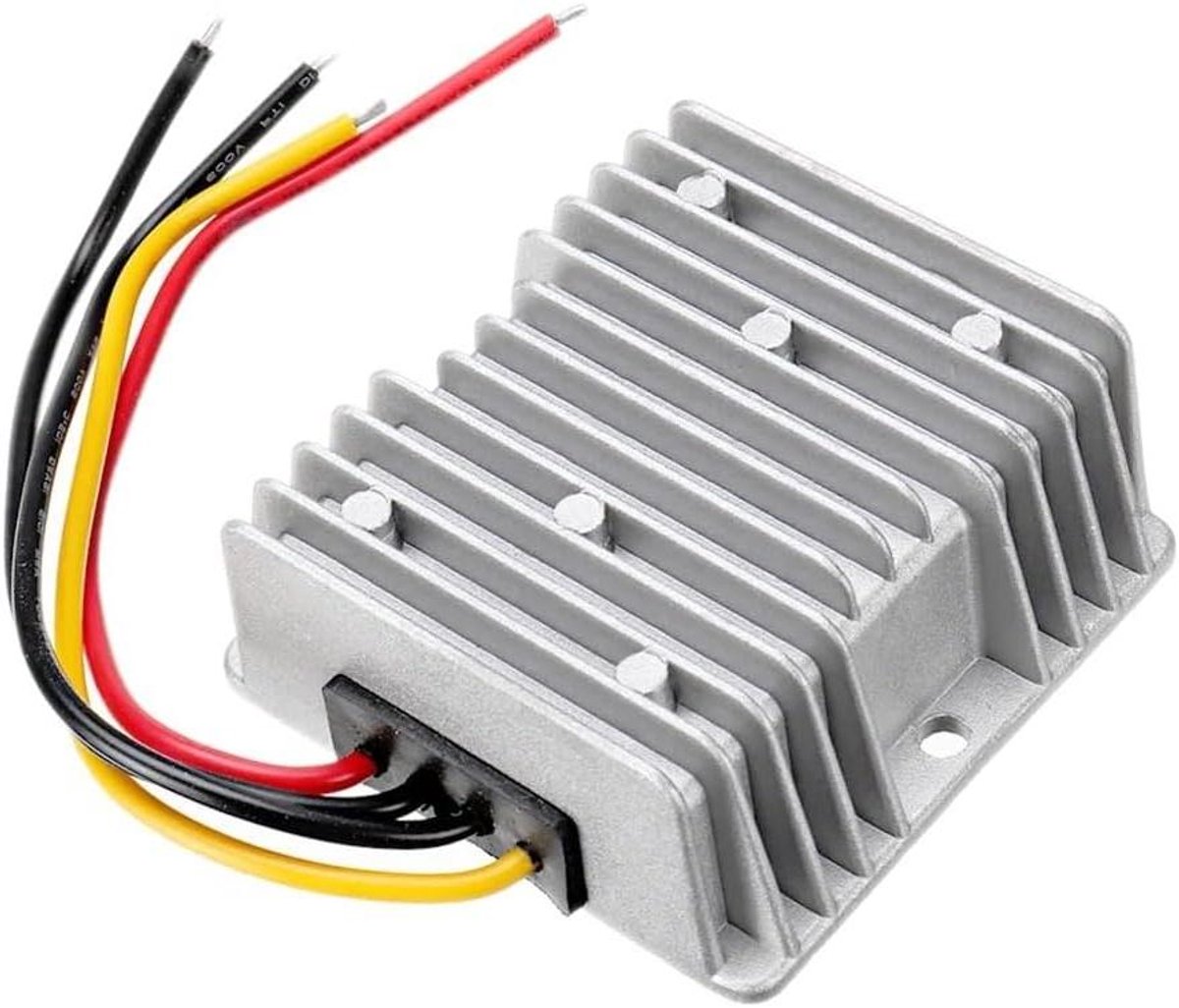 Spanningsregelaar DC DC - Omvormer Buck - Voertuig Stroom - Waterdicht IP68 - 12V 10A - Zilver
