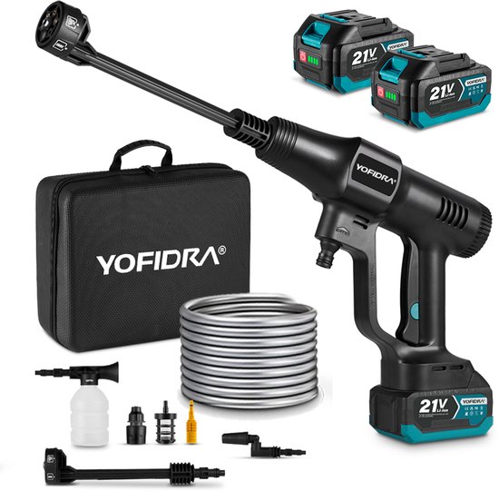 YOFIDRA Accu Hogedrukreiniger 70 Bar - Draadloos Sproeipistool met Borstelloze Motor - Mobiele Terrasreiniger voor Auto, Balkon & Tuin
