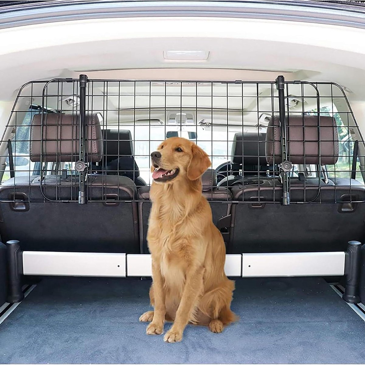 Hondenrek Auto - Hondenbarrière Kofferbak - Veilig Reizen - Verstelbaar Staaldraad - 40.6 cm Hoog - Zwart