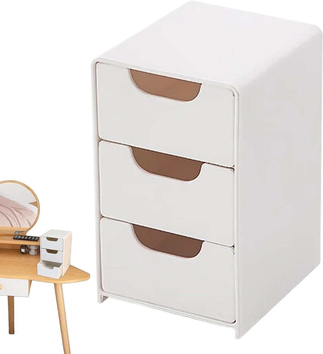 Stapelbare ladebox - Opberger bureau - Bureau organiseren - Ruim tafelblad - 13 cm breed - Wit