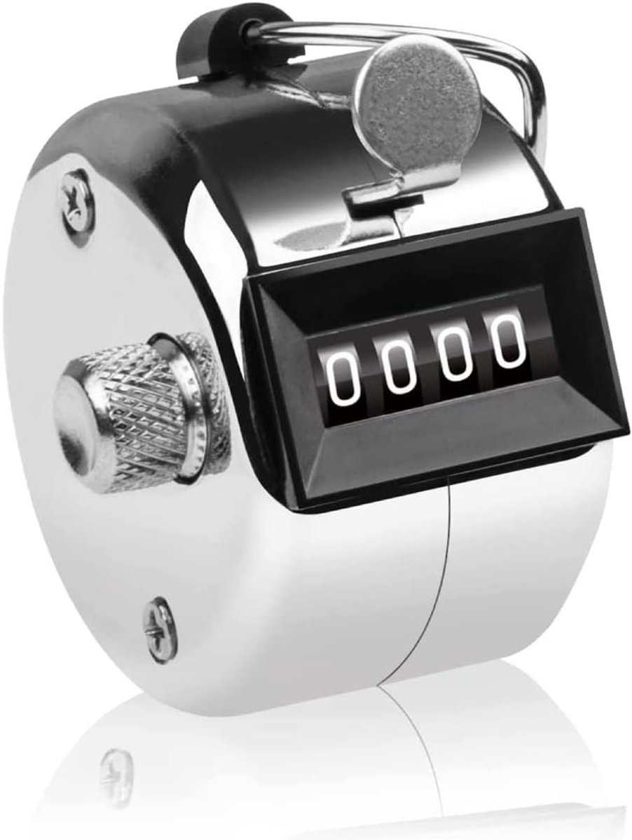 Cijfer Hand Clicker - Teller Clicker - Tellen van aantallen - Metalen behuizing - Maat M - Zilver