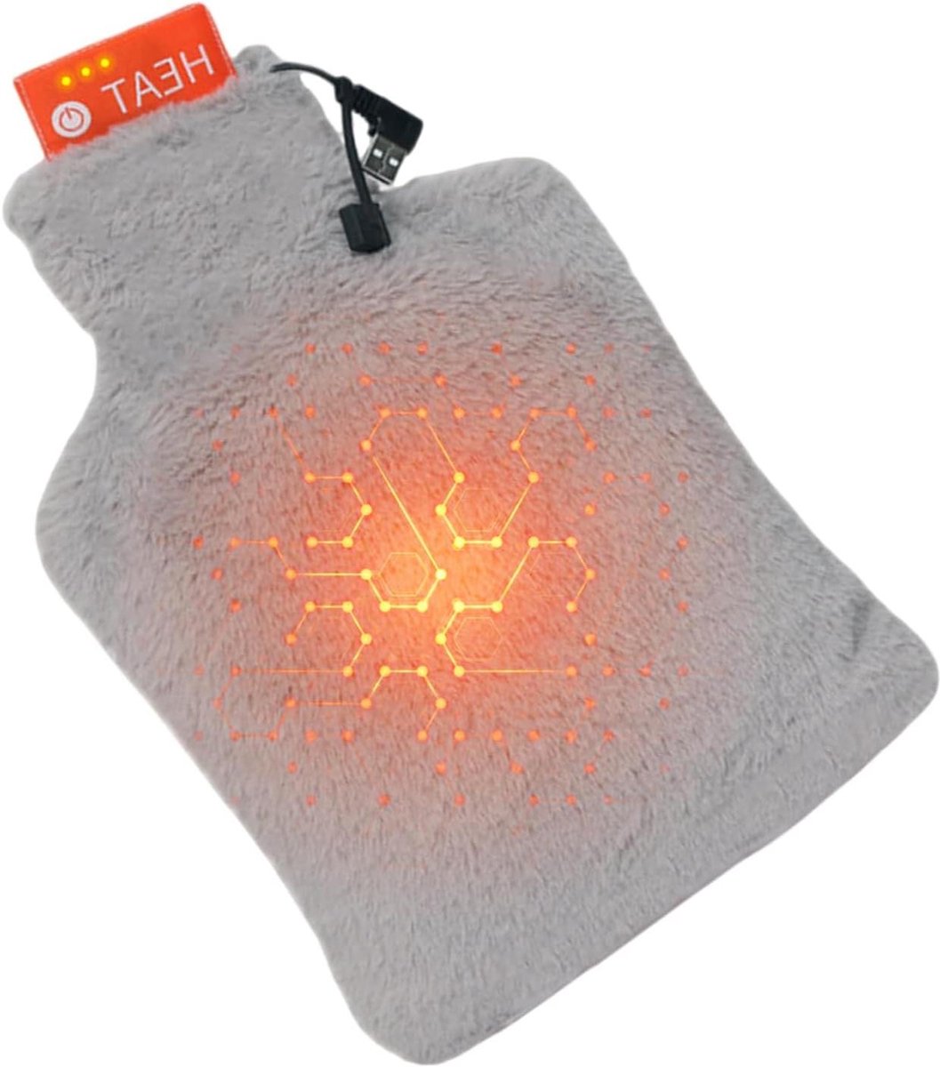 Elektrische Warmwaterkruik - Verwarmingskussen - Comfort Bieden - Traagschuim Vulling - 30 x 20 cm - Grijs