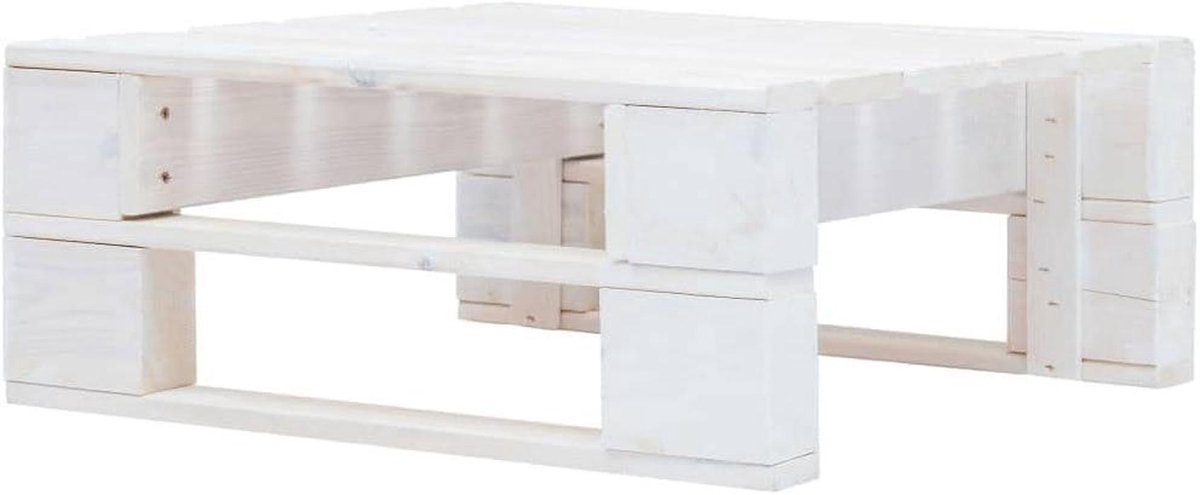 Houten Pallet Kruk - Voetenbank bijzettafel - Ontspannen buiten - Duurzaam grenenhout - 60 x 25 x 20 cm - Wit