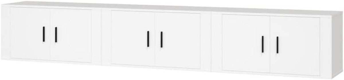 TV Meubel Set - Wandmeubel Stukken - Media Opbergen - Klassiek Design - 80 cm Breed - Wit