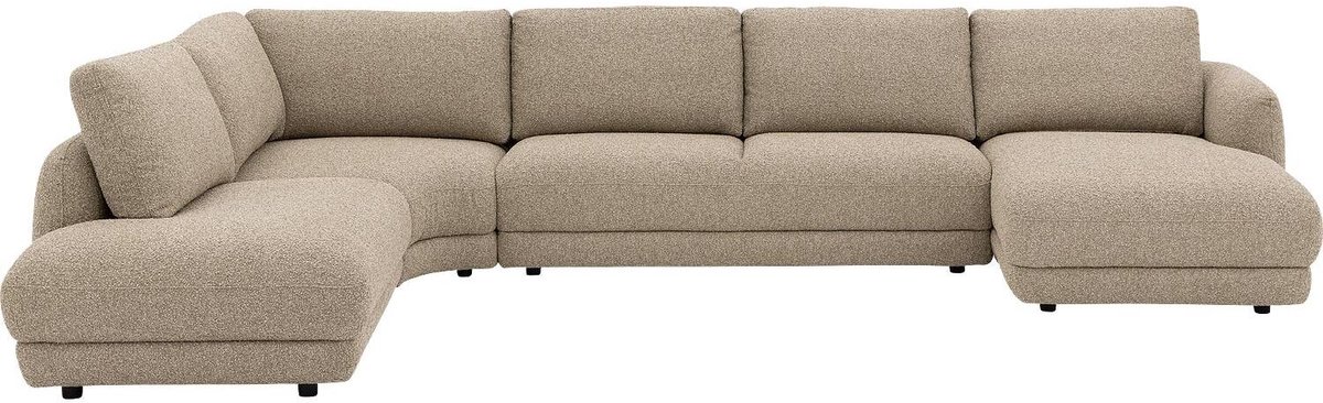 Goossens Premiere Hoekbank - Stof - Beige - 407 x 64 x 253 cm - Rechts