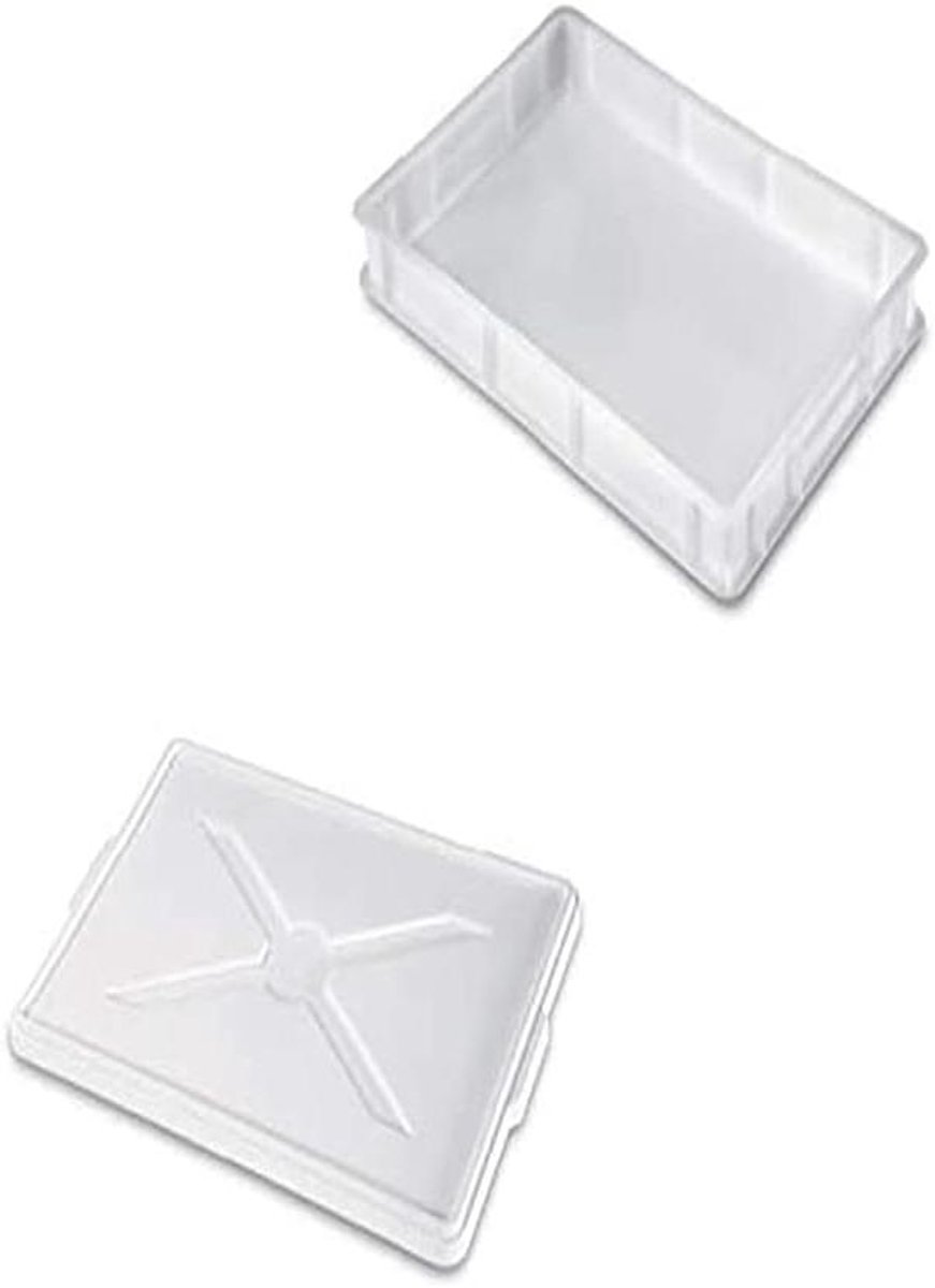 Opbergbox met deksel - Service bak - Keuken opslag - Stapelbaar BPA-vrij - 60 x 40 x 10 cm - Wit