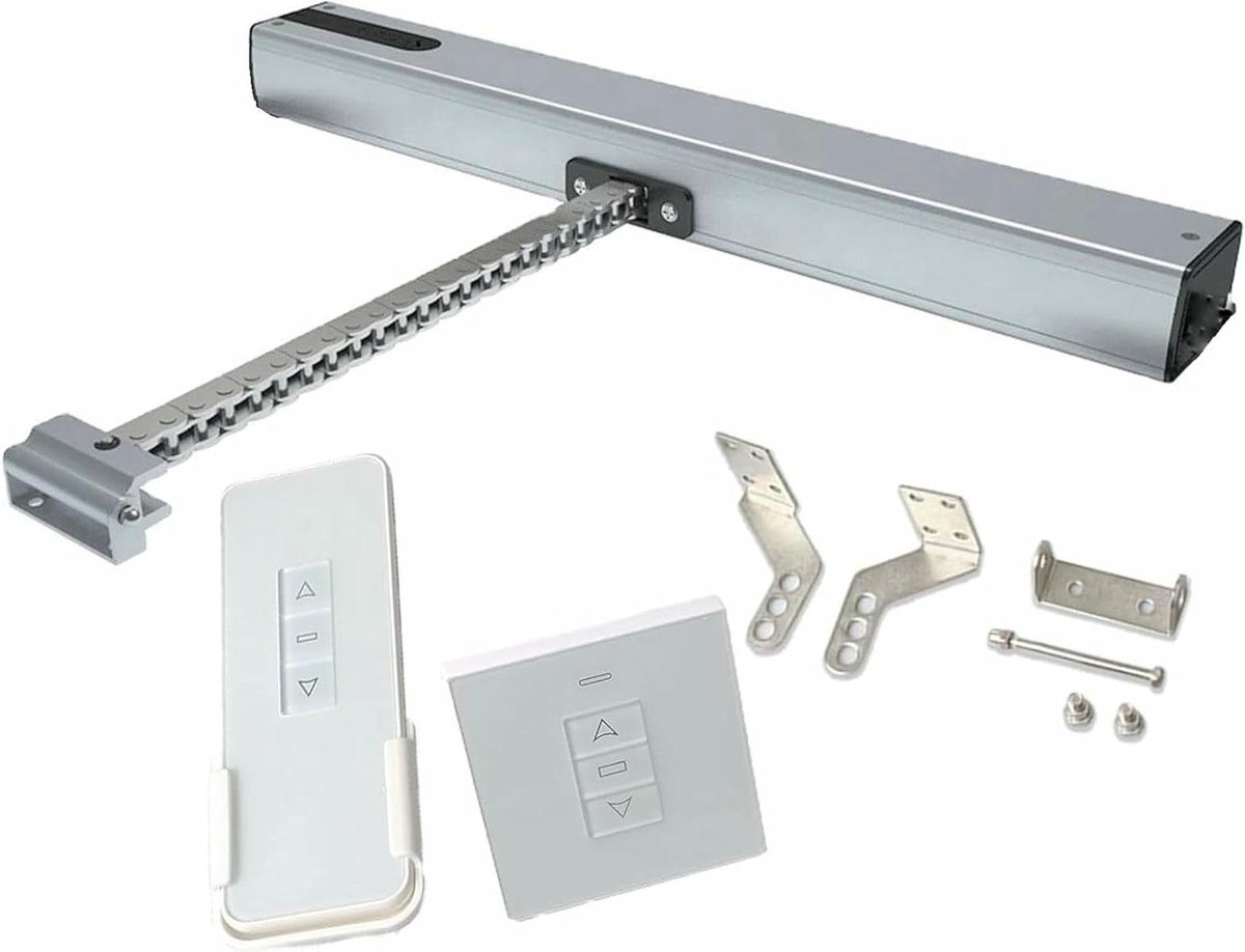 Elektrische raamopener - Automatische opener - Ventilatie regelen - Afstandsbediening schakelaar - 300-800mm - Zilver