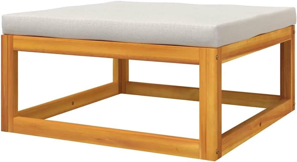 Acaciahouten voetenbank - Modulaire kruk - Buiten ontspannen - Dikke kussens - 68x68x29 cm