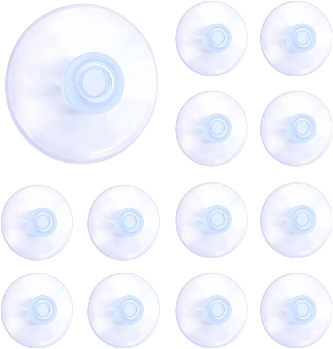 12-pack zuignappen — 40 mm transparante PVC-zuignappen (zonder haakje) — Extra sterke zuigkracht — Ideaal voor keukens, badkamers, ramen en glazen deuren.