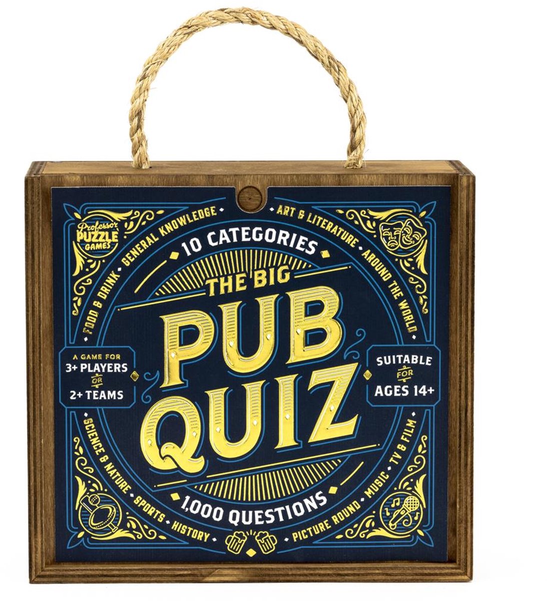 Professor Puzzle Pub Quiz spel - algemene kennis kaartspel.