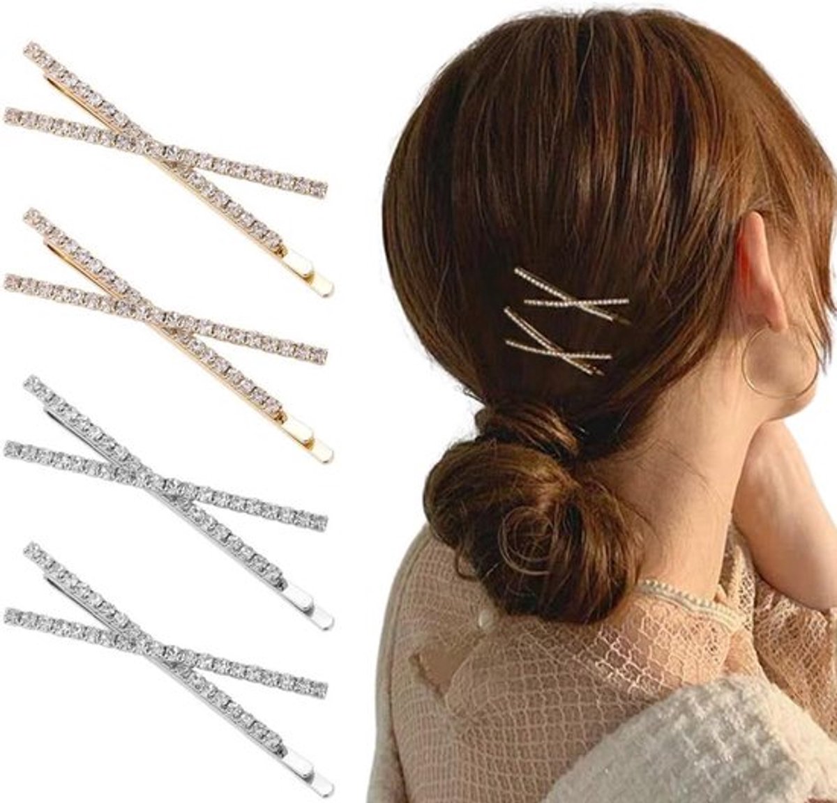 Glanzende kristallen haarspelden, bobby pin, haaraccessoires, feest, bruiloft, dames