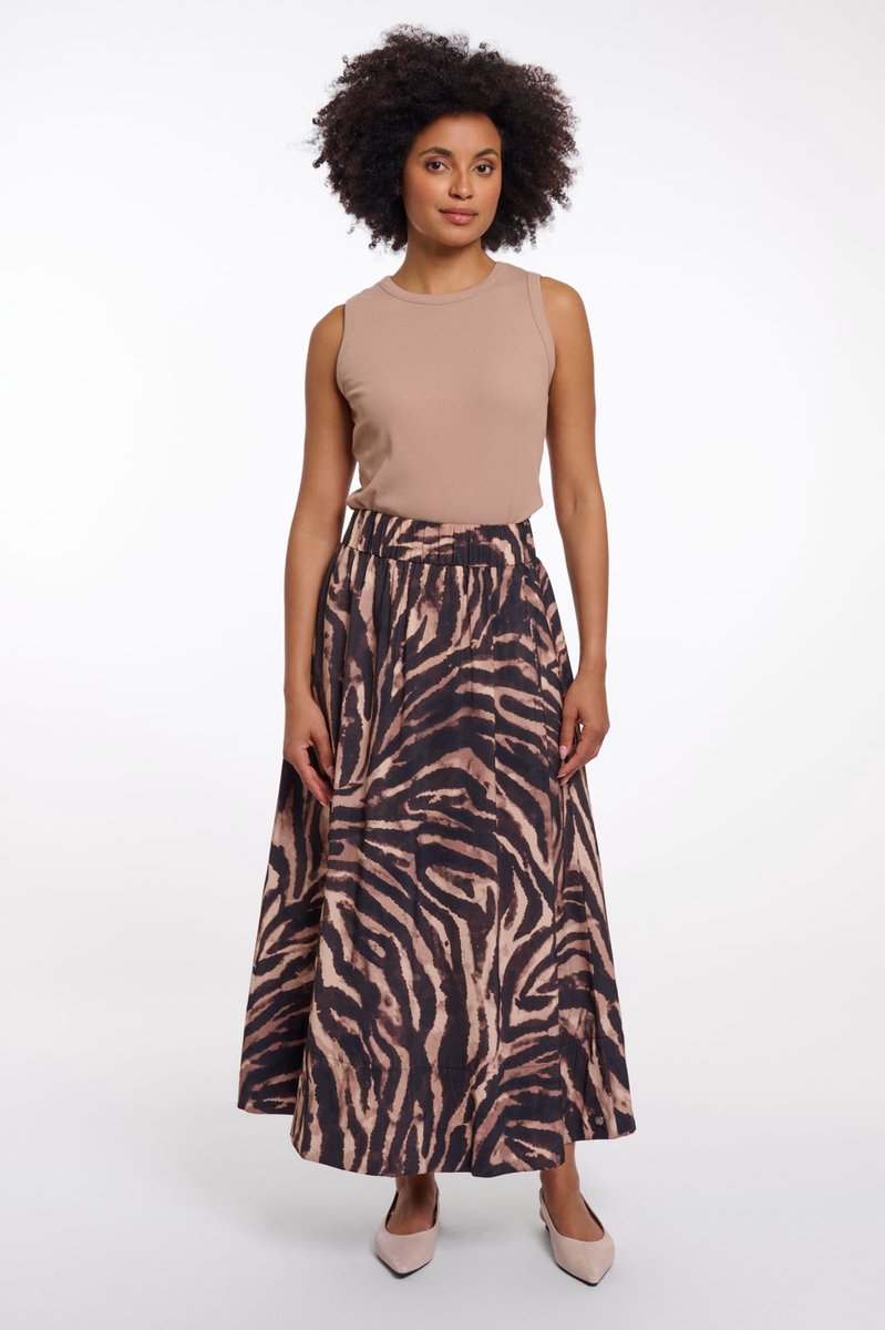 Rino & Pelle Rokken - Tosca midi skirt - Bruin gestreept