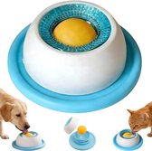 Hondenlikspeeltje - Likbal met Geïntegreerde Rolbal - Likmat - Lick Bowl - Knoeivrije Vloeibare Traktaties - Huisdiervoerbak - Anti Schrok Voerbak Voor Katten - Voor Natvoer en Yoghurt - Blauw