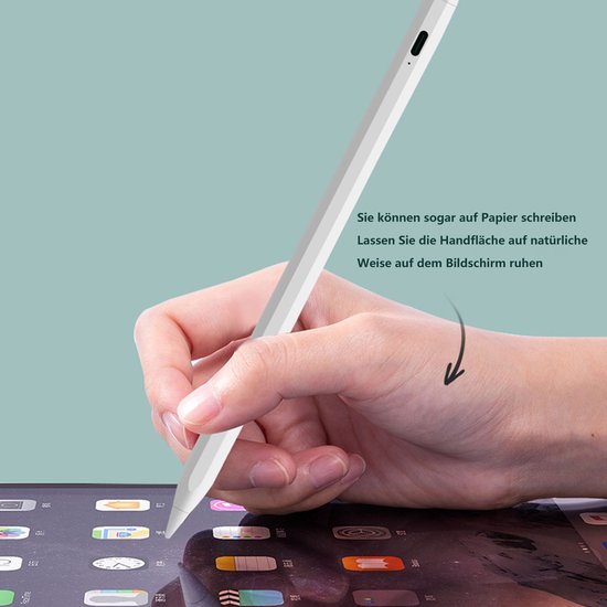 MIVRAY Styluspennen - Magnetische Stylus Met Oplaadbare Functionaliteit, Draadloze Stylus Voor Apple Pencil Compatibele Apparaten, Vervangbare Tip - ABS, Wit — afbeelding 4
