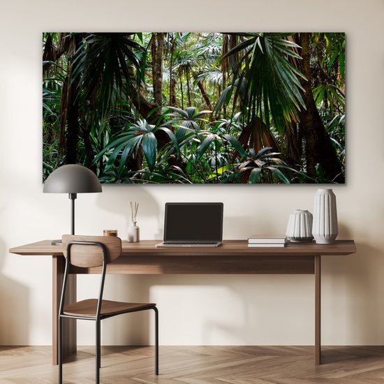 Aluminium schilderij 160x80 cm - Wanddecoratie metaal - Planten in regenwoud - Metalen muurdecoratie woonkamer - Decoratie industrieel - Foto op dibond - Industriële accessoires slaapkamer