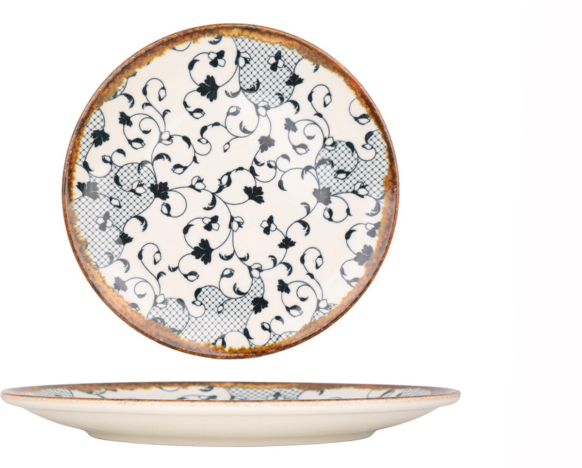Kütahya Porselen Dinerbord - Fluer Amber - Porselein - 27 cm - set van 6