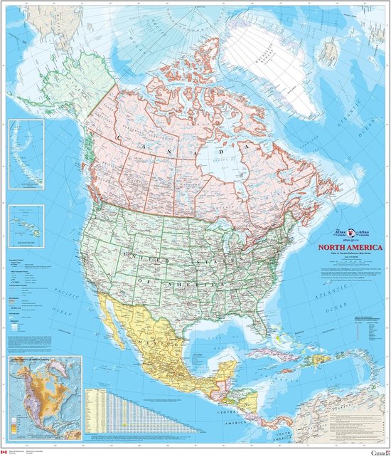 Gedetailleerde Landkaart Noord-Amerika - Kaart van Canada en ... - cover