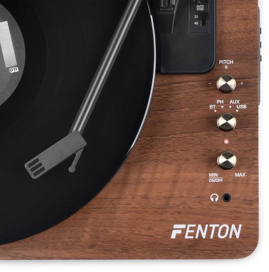 Platenspeler Bluetooth (in/uit) - Fenton RP162 - retro platenspeler met speakers (stereo) en mp3 speler - Bruin
