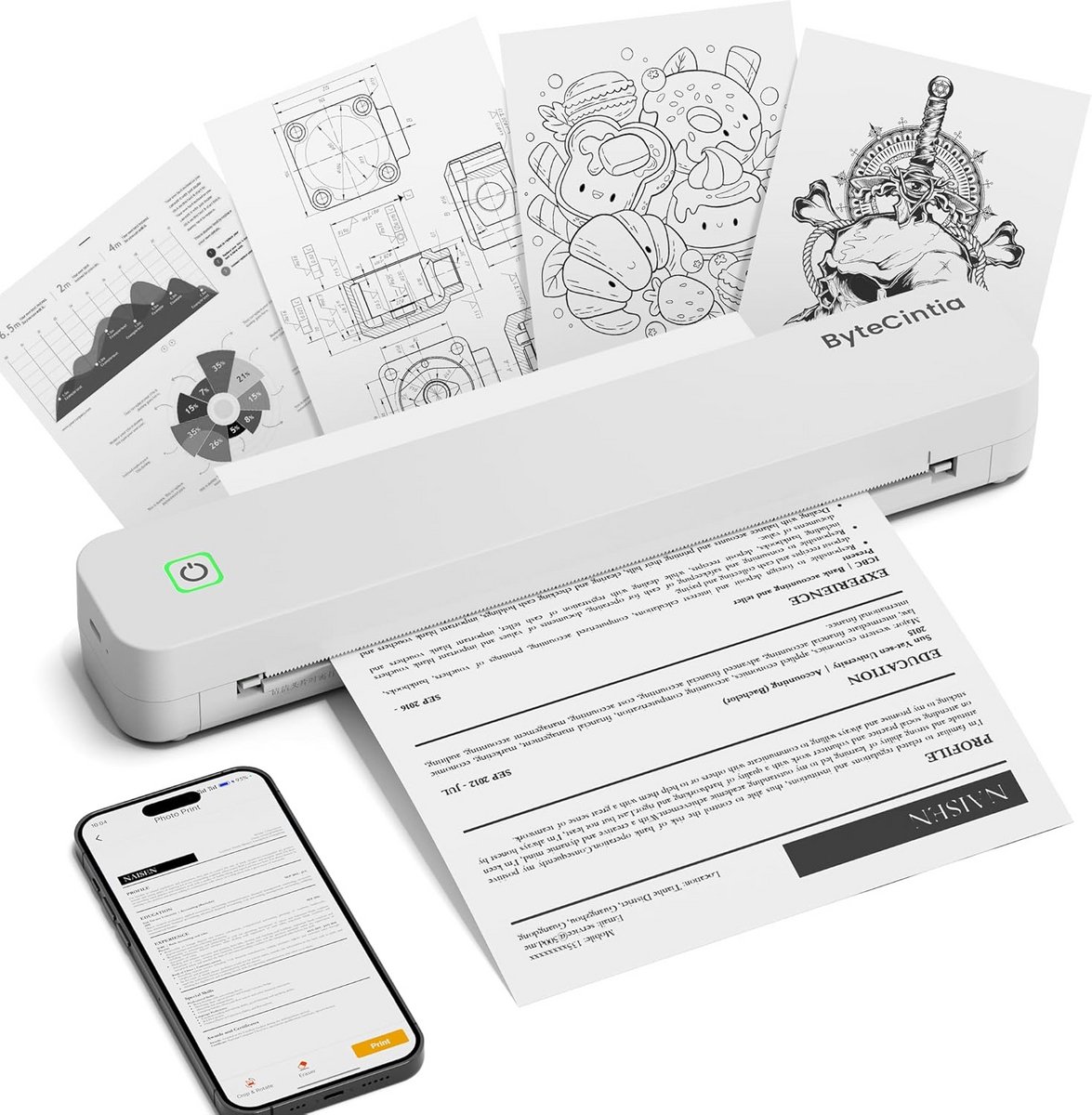 Draagbare Thermische Printer voor A4 Documenten - Inktloos Printen voor Reizen en Mobiel Gebruik
