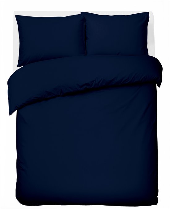 HUSH Living - Dekbedovertrek percale 100% katoen - 200TC - extra fris en koel - sterk en slijtvast - 240x220+20cm - 2 x 60x70cm kussenslopen - met bevestigingslusjes - navy