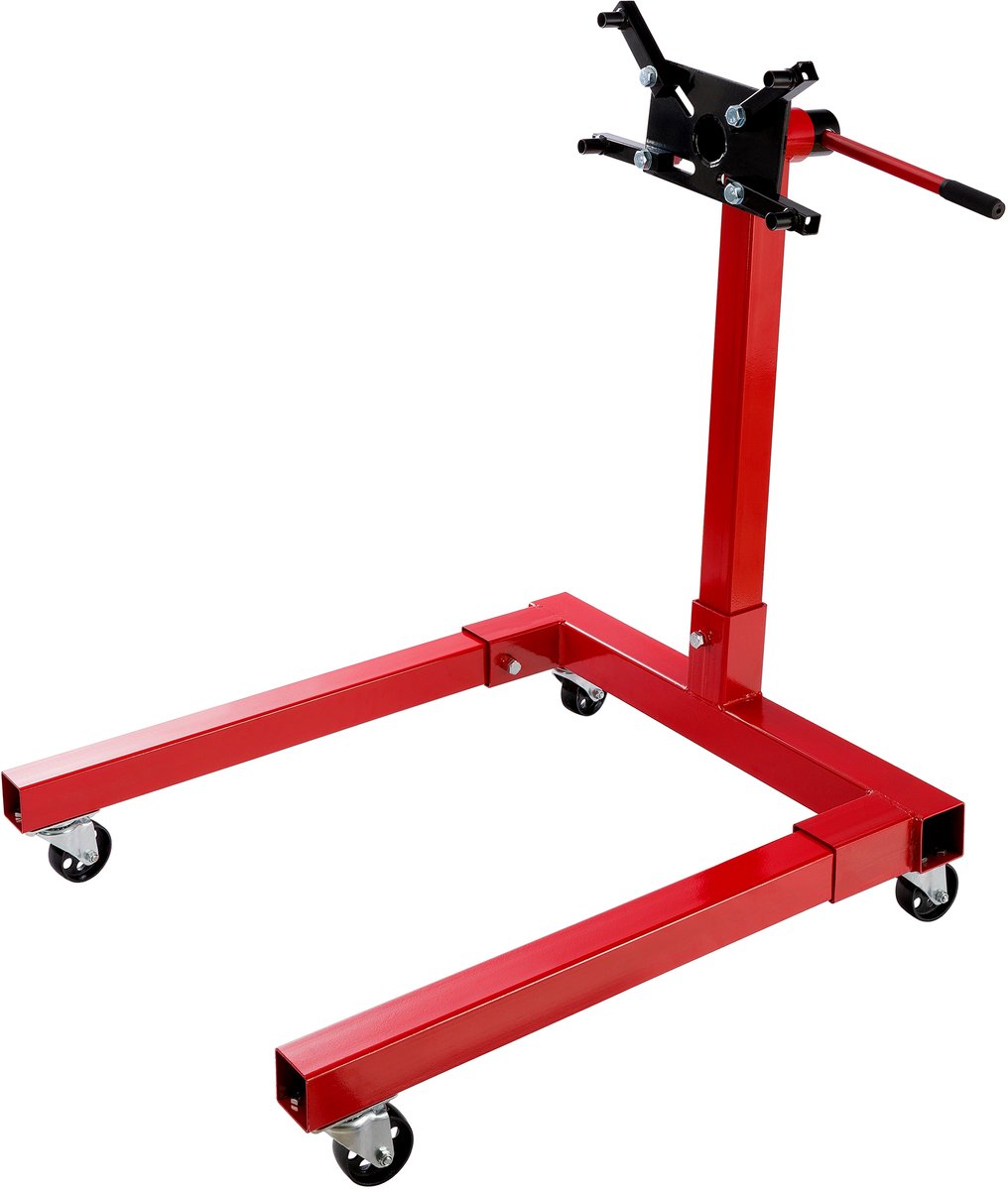AREBOS Motorständer 570 kg Motorhalter Motorheber 360° Drehbar Montagesystem mit Rollen Stahl Rot für Werkstatt Motor & Getriebe