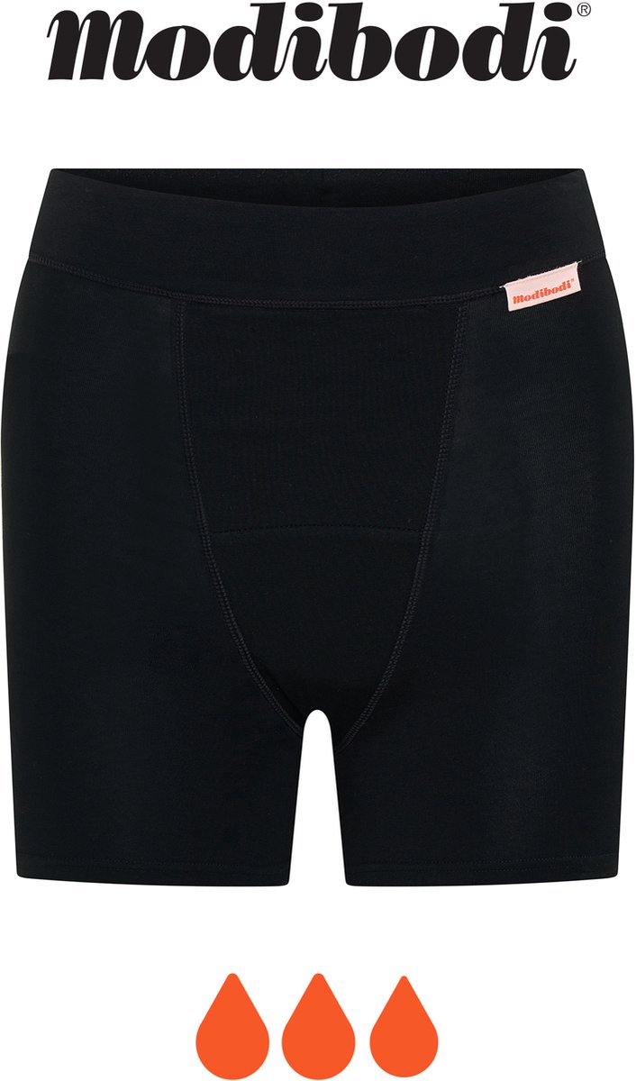 Modibodi Menstruatie Ondergoed Super Absorberend Lekvrij Ondergoed Tiener Slaapshort Zwart 2-Pack Y12-14